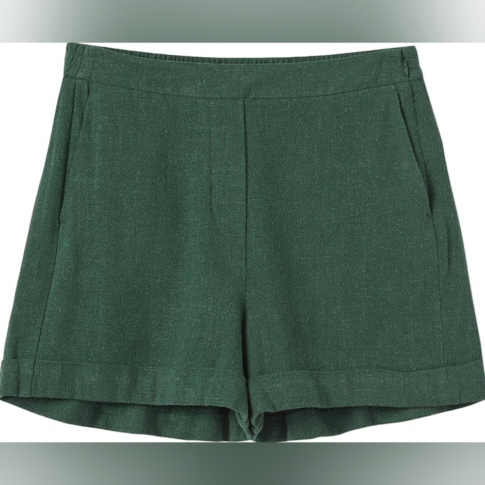 💚 Frank & Oak Annie Linen Shorts | Size 8 | Emerald Green 💚